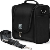 Extra-Large Collapsible Hanging Toiletry Bag - Sapphire Black (Beige Interior)