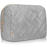 Large Embroidered Cosmetic Pouch - Pigeon Gray