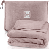 Plain Packable Travel Blanket - Pink