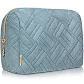 Large Embroidered Cosmetic Pouch - Baby Blue