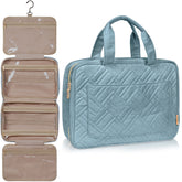 Large Foldable Hanging Toiletry Bag - Baby Blue (Dark Interior)