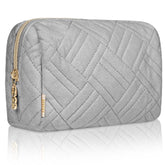 Gray Travel Toiletry Bag with multiple compartments for a perfect organization of your cosmetics. It is waterproof and perfect for travel, camping or business trips. Practical and Portable, this cosmetic bag is ideal for home use, but you can also fit it in your purse when you are on the go.