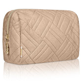 Brown Travel Toiletry Bag with multiple compartments for a perfect organization of your cosmetics. It is waterproof and perfect for travel, camping or business trips. Practical and Portable, this cosmetic bag is ideal for home use, but you can also fit it in your purse when you are on the go.