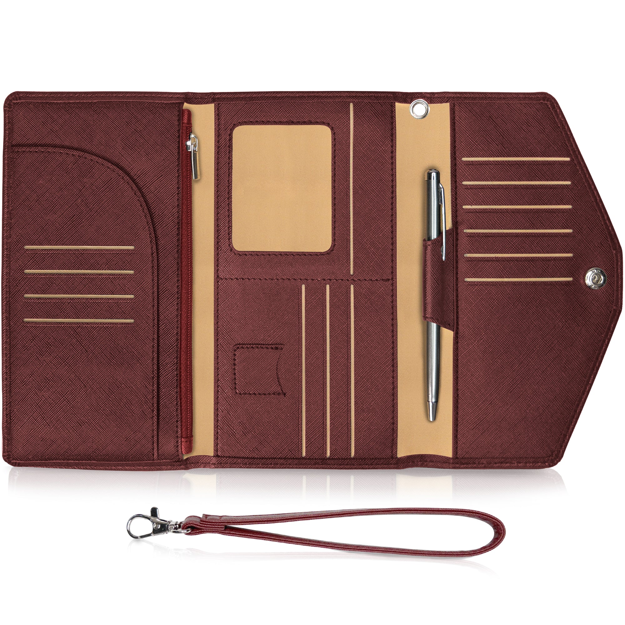 Slim Travel Wallet Burgundy – Boacay - Main Image