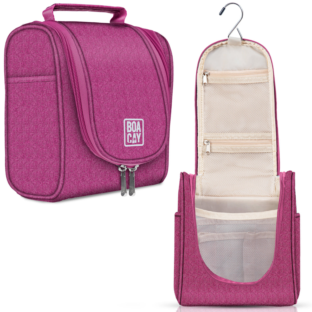 Small Collapsible Hanging Toiletry Bag - Cerise Pink