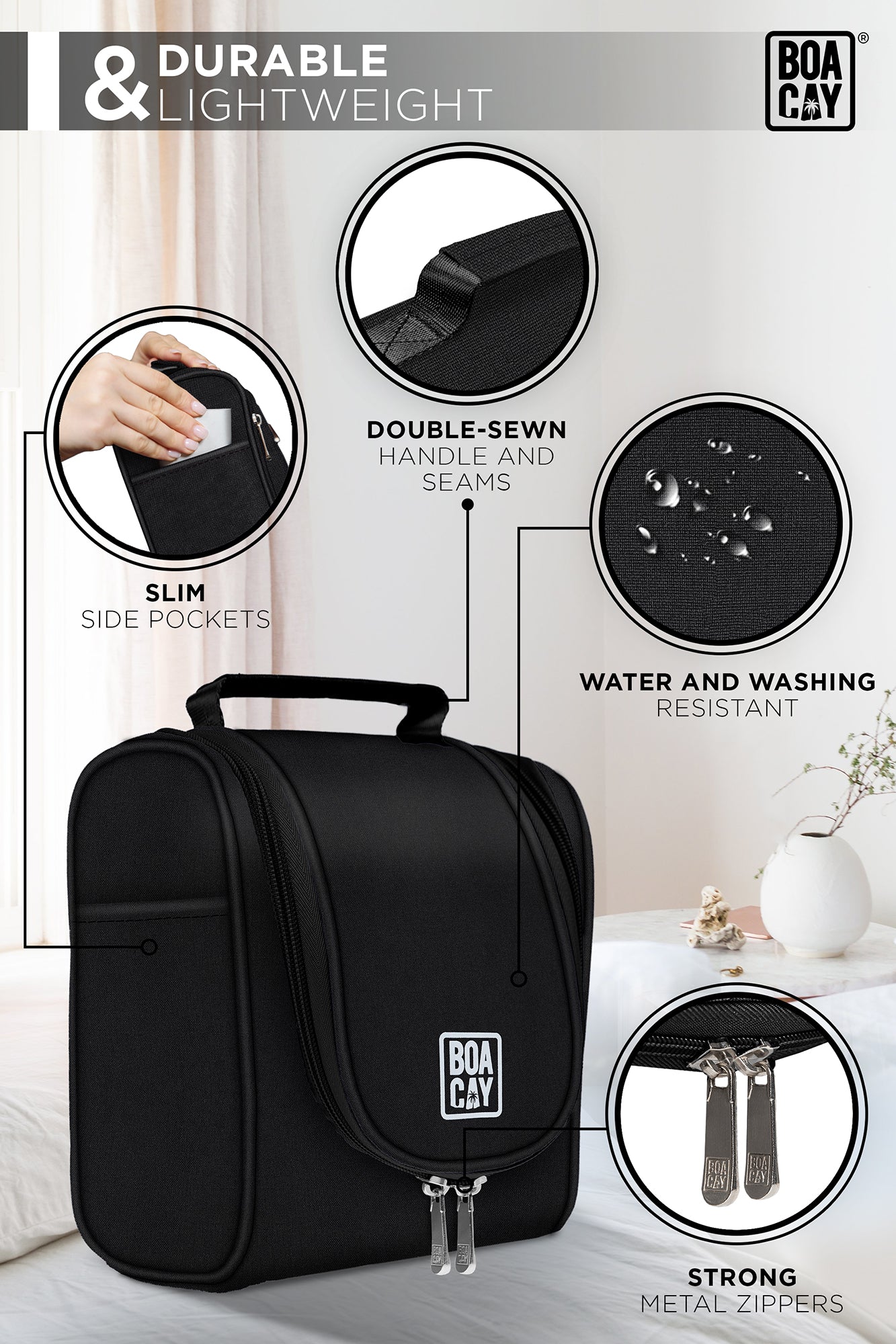 Small Collapsible Hanging Toiletry Bag Sapphire Black – Boacay