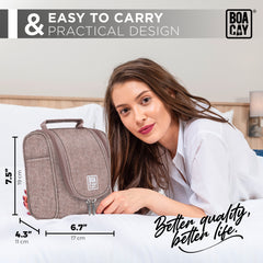Small Collapsible Hanging Toiletry Bag - Coffee with Milk Brown