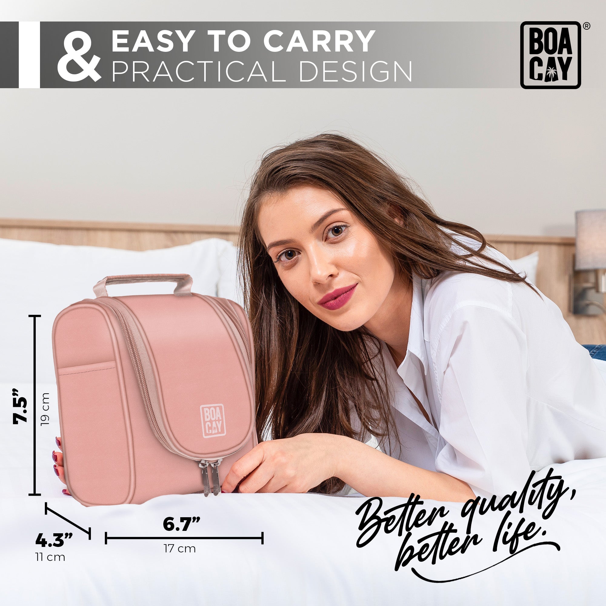 boracay premium hanging travel toiletry bag Small Collapsible Hanging Toiletry Bag - Dusty Rose