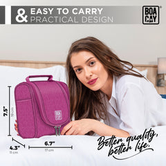 Small Collapsible Hanging Toiletry Bag - Cerise Pink