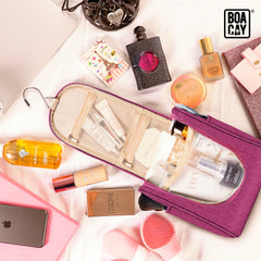 Small Collapsible Hanging Toiletry Bag - Cerise Pink