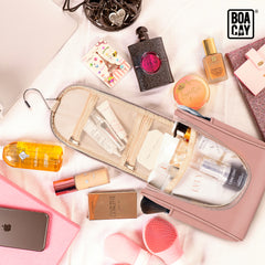 Small Collapsible Hanging Toiletry Bag - Dusty Rose