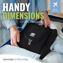 Medium Collapsible Hanging Toiletry Bag - Sapphire Black (Gray Interior)