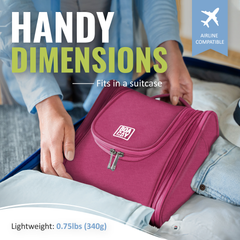 Medium Collapsible Hanging Toiletry Bag - Cerise Pink