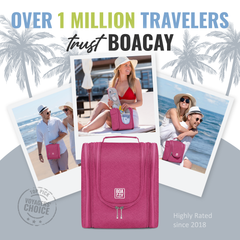 Medium Collapsible Hanging Toiletry Bag - Cerise Pink