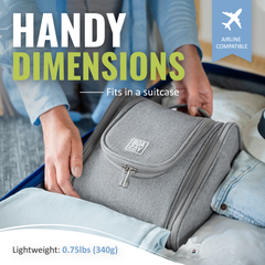 Medium Collapsible Hanging Toiletry Bag - Quartz Gray (Beige Interior)