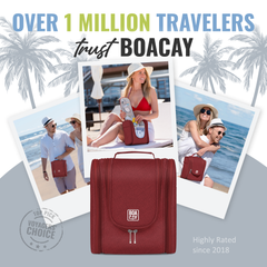 Medium Collapsible Hanging Toiletry Bag - Wine Red