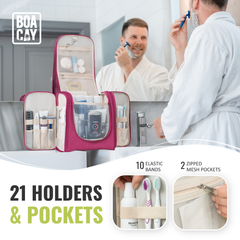 Extra-Large Collapsible Hanging Toiletry Bag - Cerise Pink