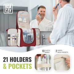 Extra-Large Collapsible Hanging Toiletry Bag - Wine Red