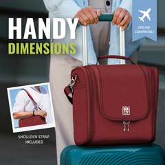 Extra-Large Collapsible Hanging Toiletry Bag - Wine Red