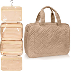 Large Foldable Hanging Toiletry Bag - Camel Brown