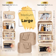 Large Foldable Hanging Toiletry Bag - Camel Brown