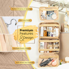 Large Foldable Hanging Toiletry Bag - Camel Brown