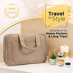 Large Foldable Hanging Toiletry Bag - Camel Brown