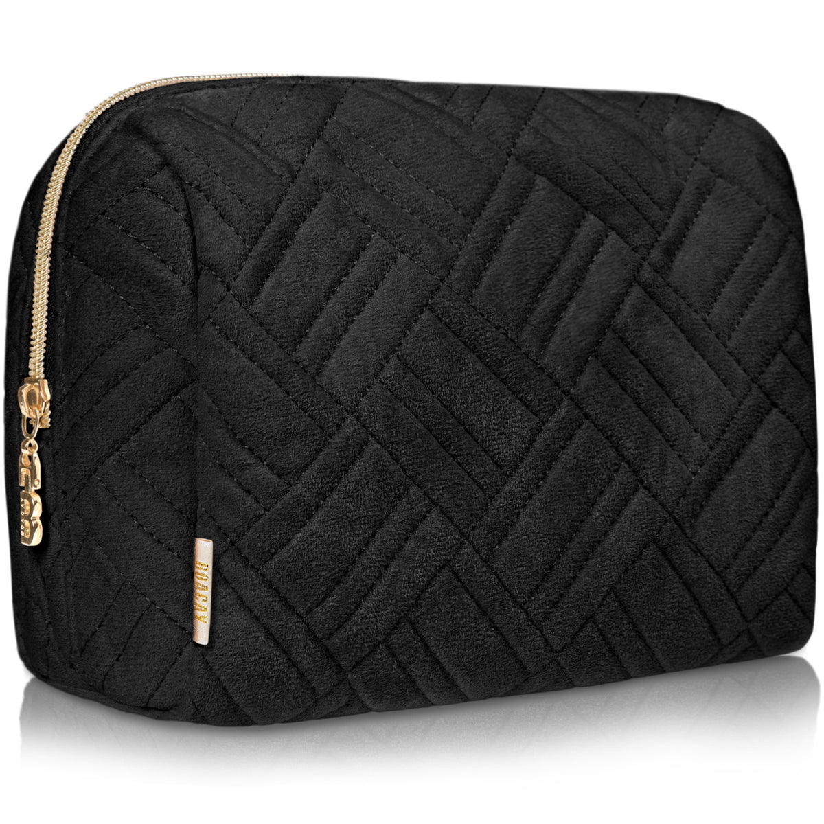 Large Embroidered Cosmetic Pouch - Panther Black