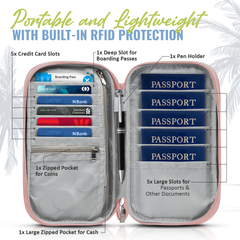 Document Organizer & Wallet (with RFID Blocker) - Dusty Rose