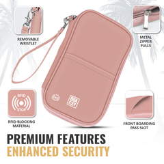 Document Organizer & Wallet (with RFID Blocker) - Dusty Rose