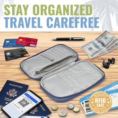 Document Organizer & Wallet (with RFID Blocker) - Violet Blue