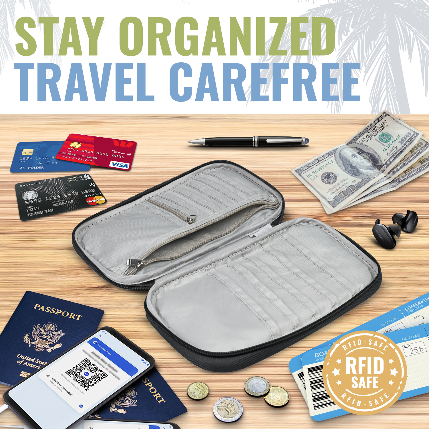 Document Organizer & Wallet (with RFID Blocker)