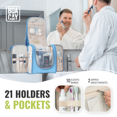 Extra-Large Collapsible Hanging Toiletry Bag - Baby Blue