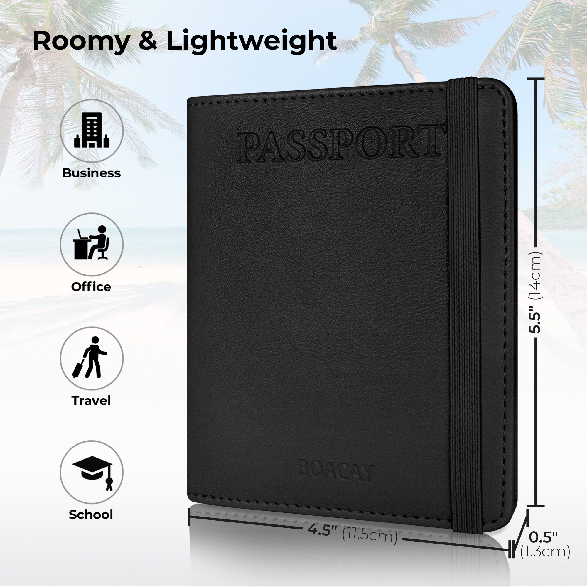 BOACAY Family Passport Holder RFID Travel Wallet for Women Men Document Organiser Holiday Essentials Waterproof Cover for Tickets Money Card