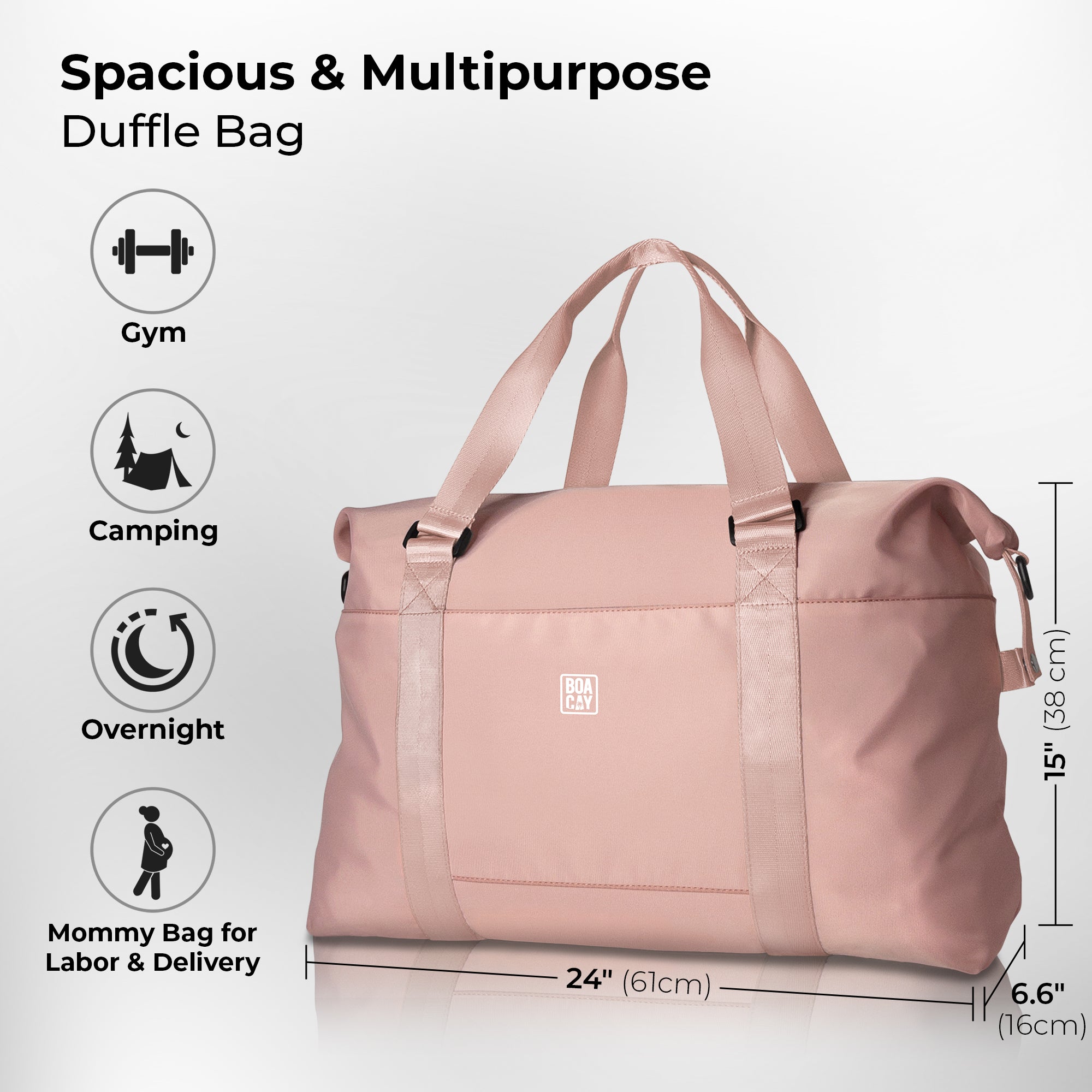 Pink Large Travel Duffle Bag for Women & Men