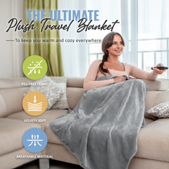 Plain Packable Travel Blanket - Gray