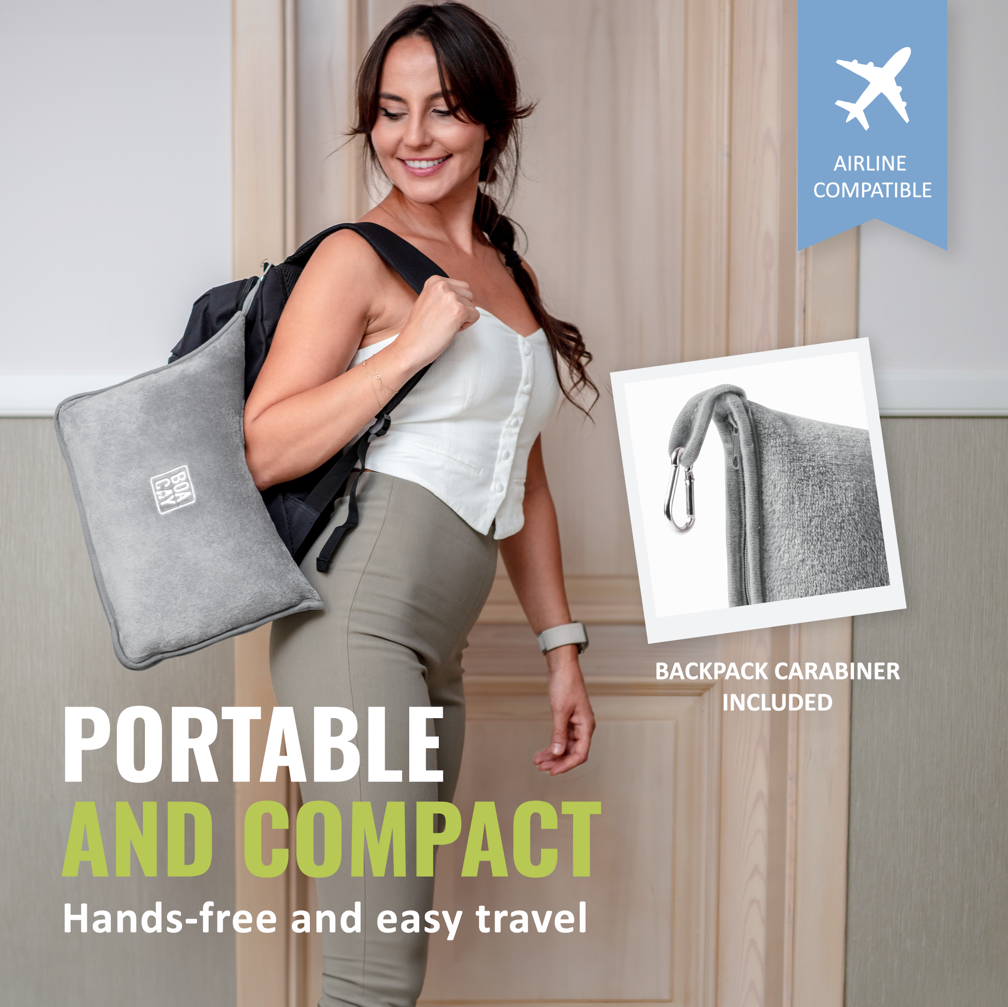 Plain Packable Travel Blanket Gray – Boacay - Main Image
