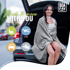 Plain Packable Travel Blanket - Gray