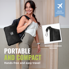 Plain Packable Travel Blanket - Black