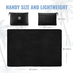 Plain Packable Travel Blanket - Black