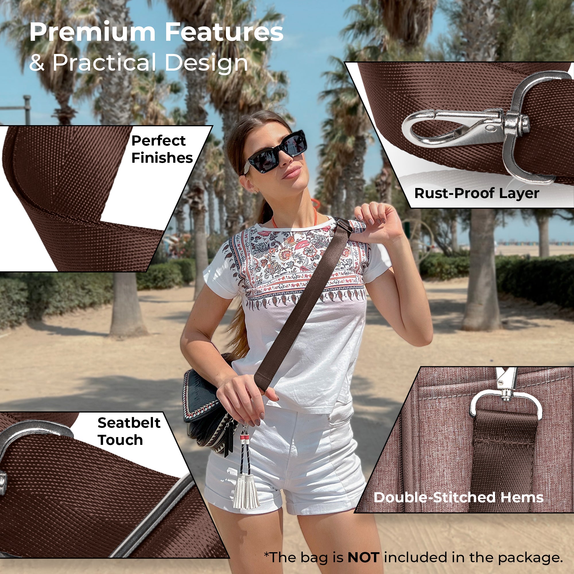 Deago Wide Purse Strap Replacement Adjustable Canvas Crossbody Handbag  Shoulder Bag Strap (Brown)