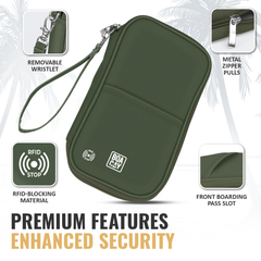 Document Organizer & Wallet (with RFID Blocker) - Olive Green