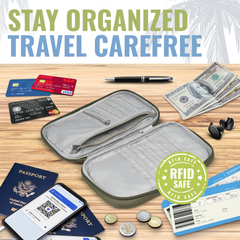 Document Organizer & Wallet (with RFID Blocker) - Olive Green