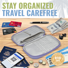 Document Organizer & Wallet (with RFID Blocker) - Lavender