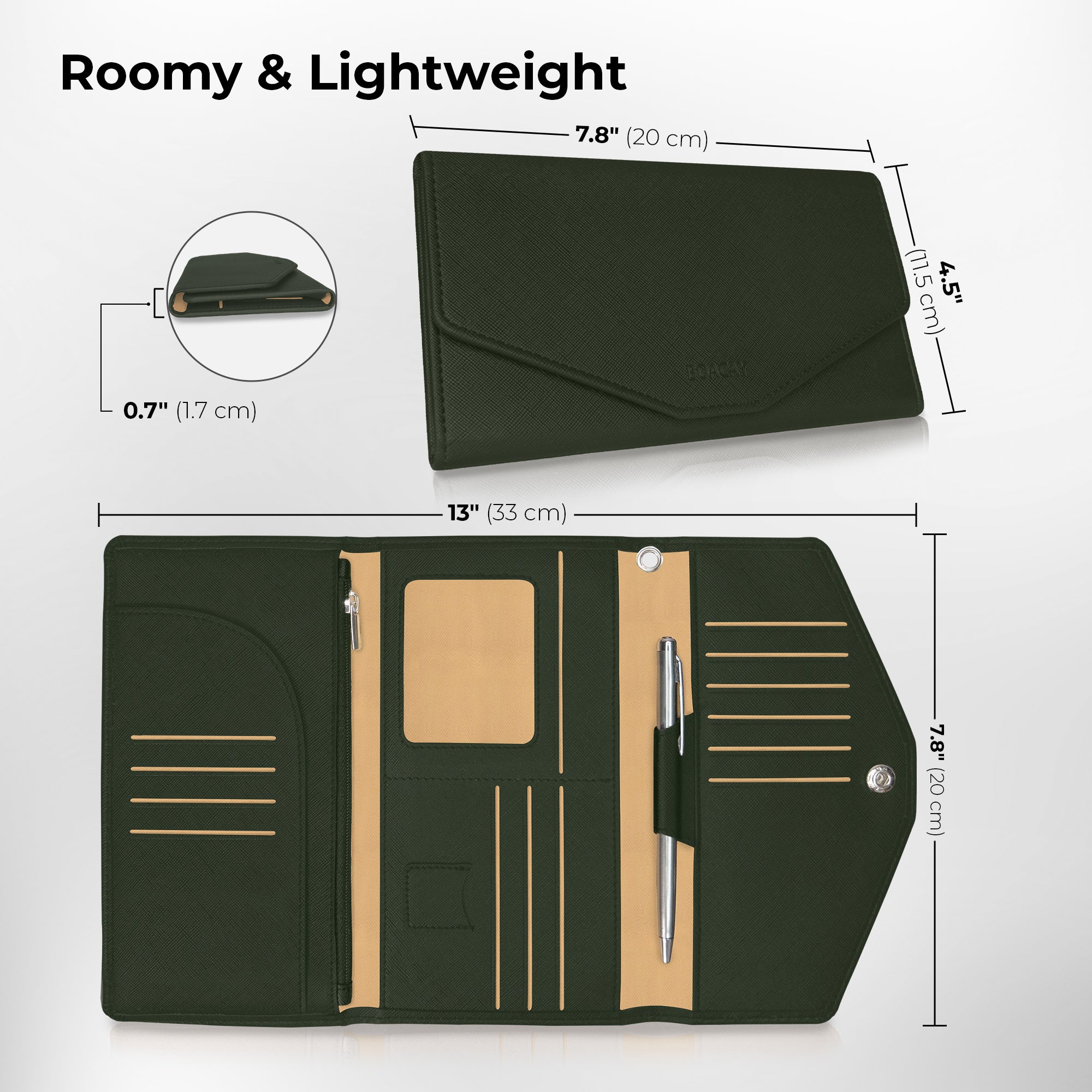 Olive Green Travel Wallet & Passport Holder for Women & Men