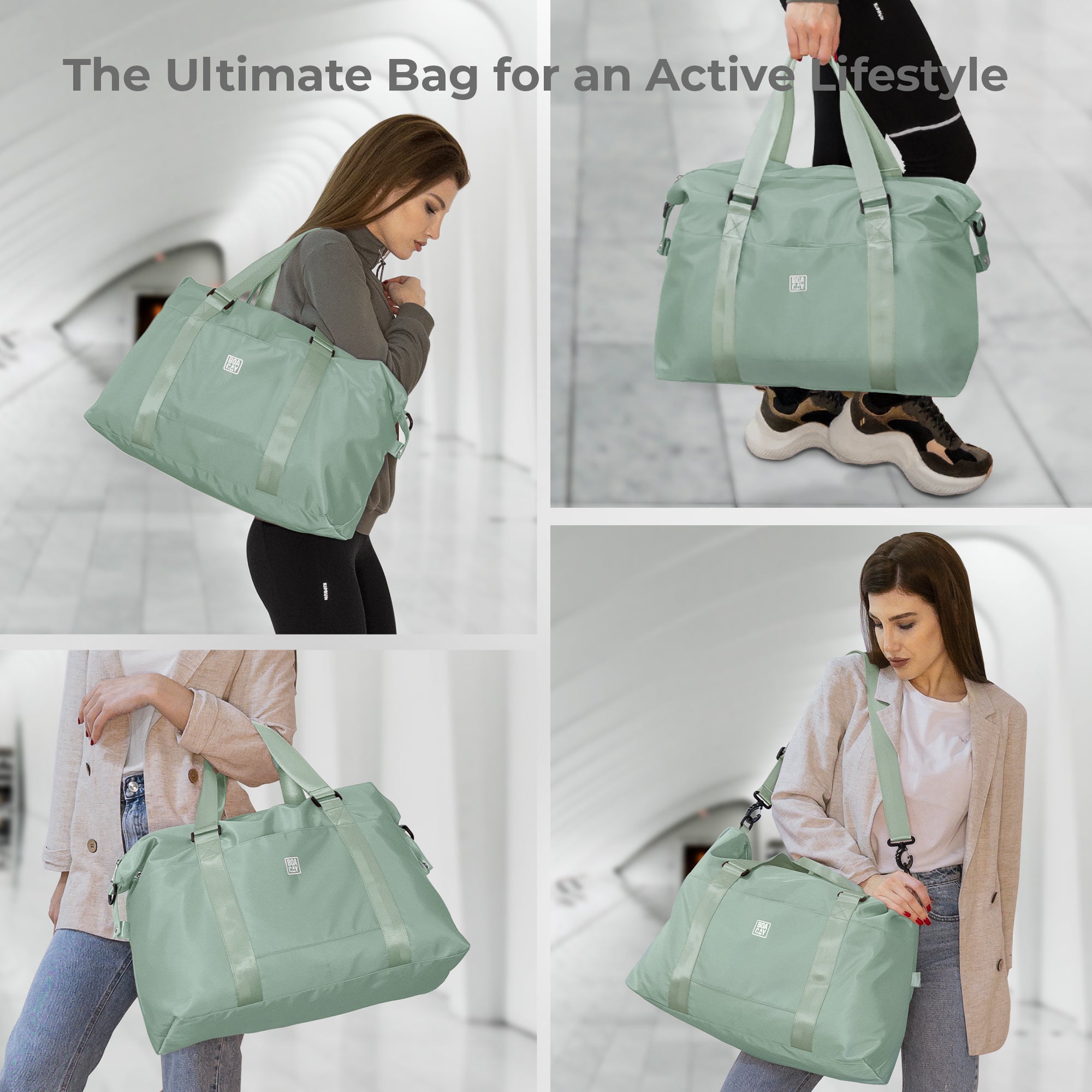 Mint Green Leather Duffle Bag