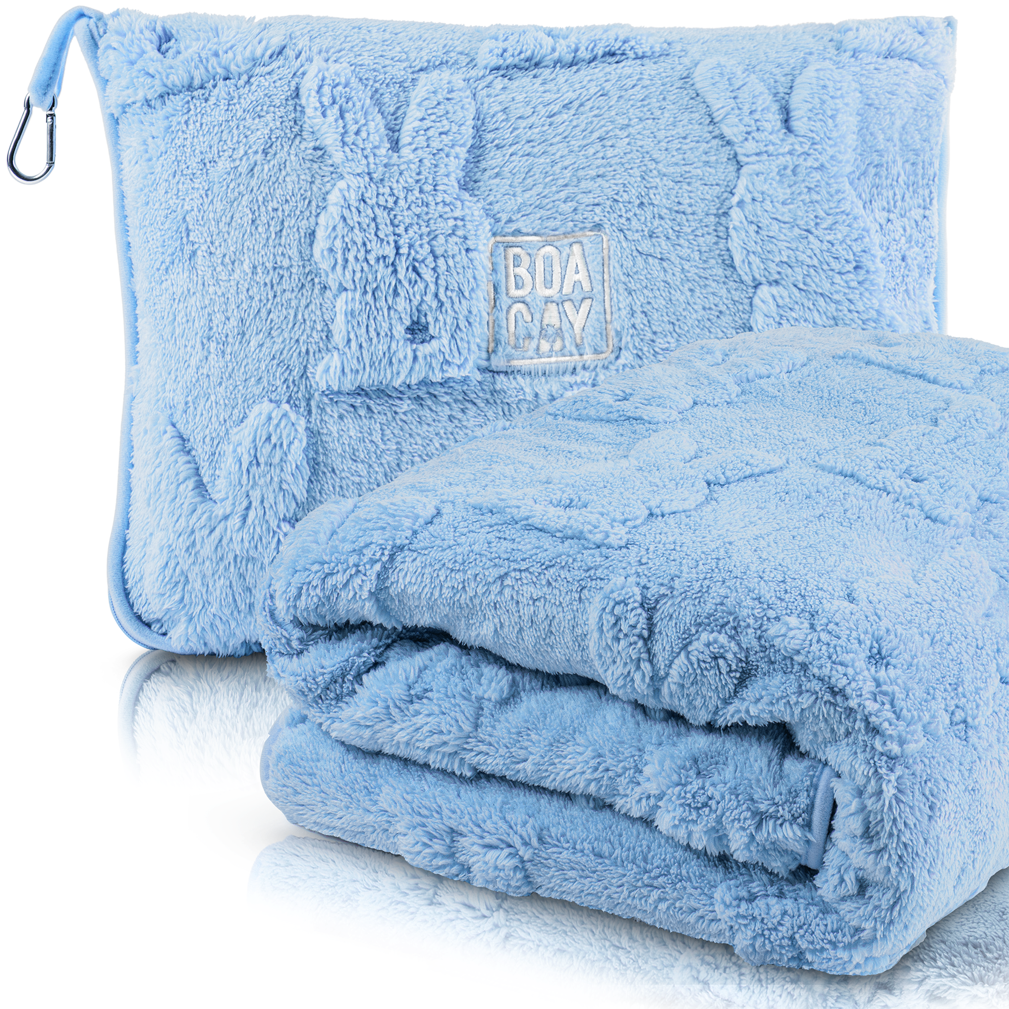 Baby Blue Soft Warm Travel Blanket for Airplane Car Bunny