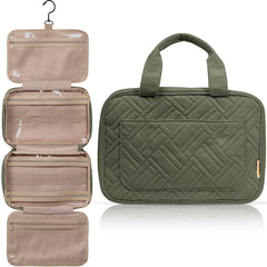 Medium Foldable Hanging Toiletry Bag - Olive Green (Dark Interior)