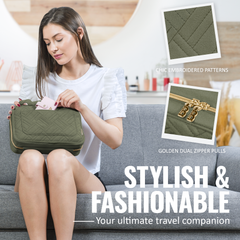 Medium Foldable Hanging Toiletry Bag - Olive Green (Dark Interior)