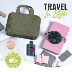 Medium Foldable Hanging Toiletry Bag - Olive Green (Dark Interior)